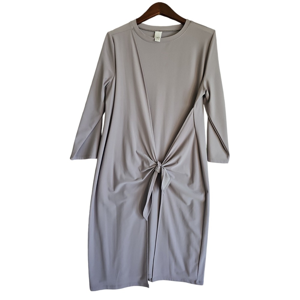 Wynne Layers Womens Purple Luxe Crepe Faux Wrap‎ Long Sleeve Dress Size L